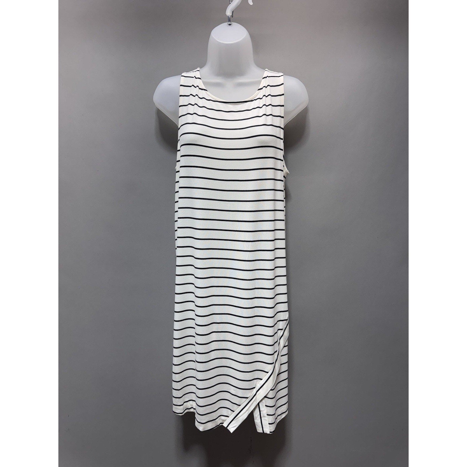 Kensie Women's Dress Striped White/Black Sleeveless Size Large New