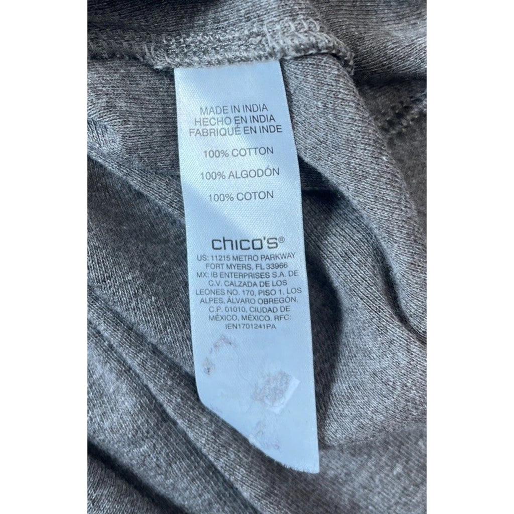 Chicos Womens Sweater 2 L Grey Long Sleeve Boat Neck