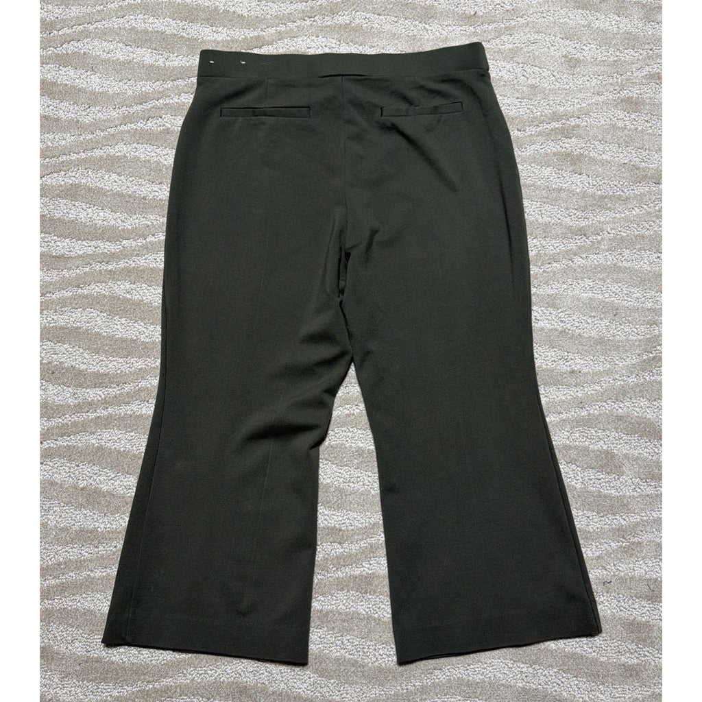 Michael Kors Women's Green High-Rise Crop Flare Pull On Pants Size Large
