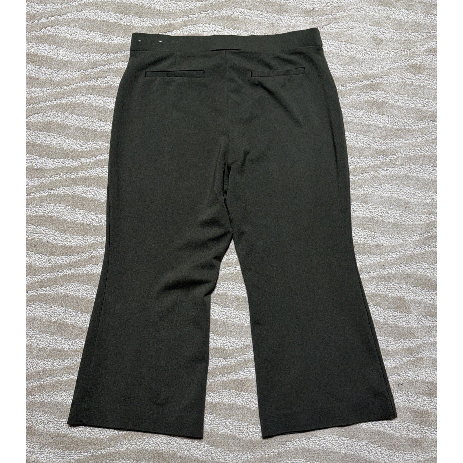 Michael Kors Women's Green High-Rise Crop Flare Pull On Pants Size Large