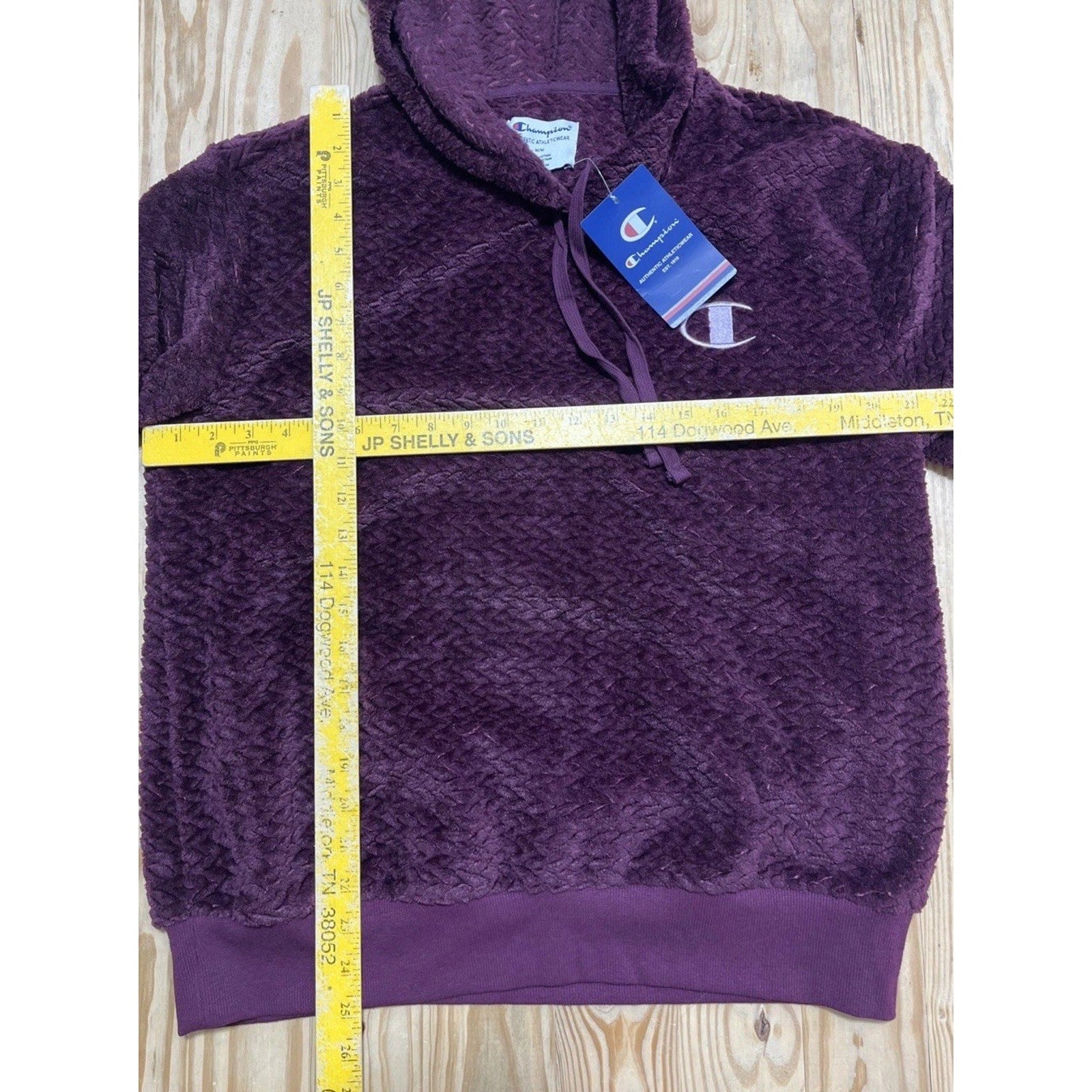 Champion Fluffy Teddy Fleece Pullover Hoodie Womens Medium Burgundy NWT