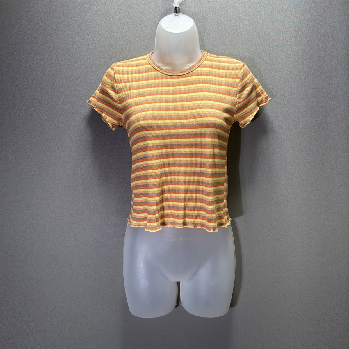 Rue21 Y2K T-Shirt Crop Top Womens S Multicolor Striped Short Sleeve Stretch