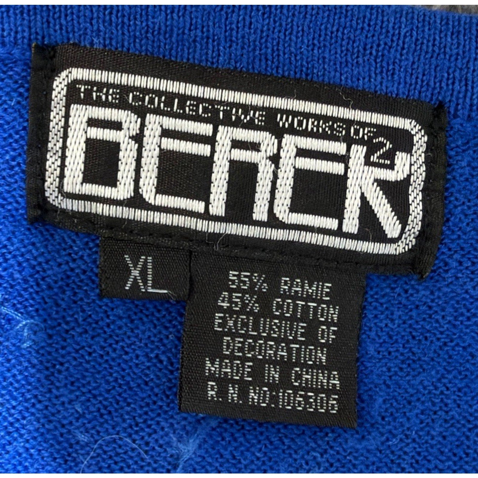 Berek2 Blue Sweater Angel/Snowflake Bead Pullover V-Neck Long Sleeve Size XL