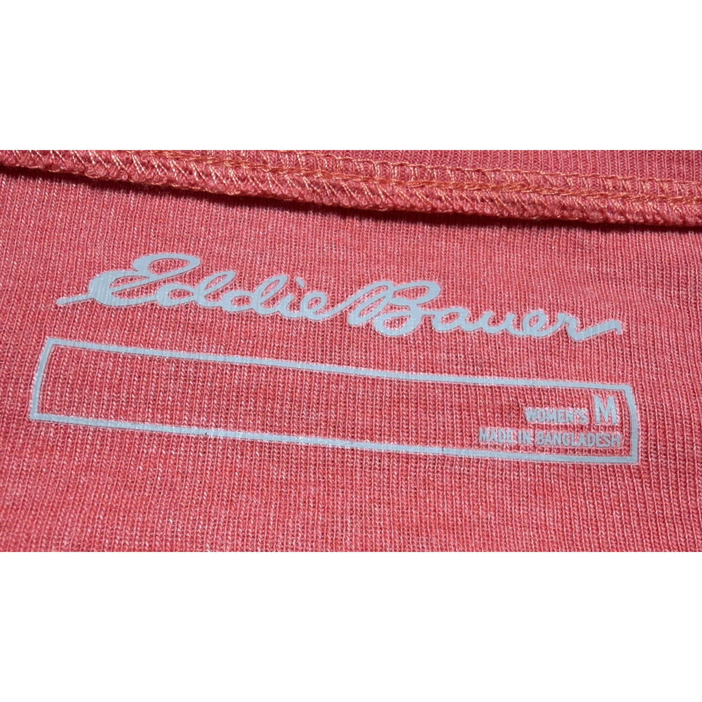 Eddie Bauer Top Womens Size M Coral Knit Cotton V-Neck Long Sleeve Pullover