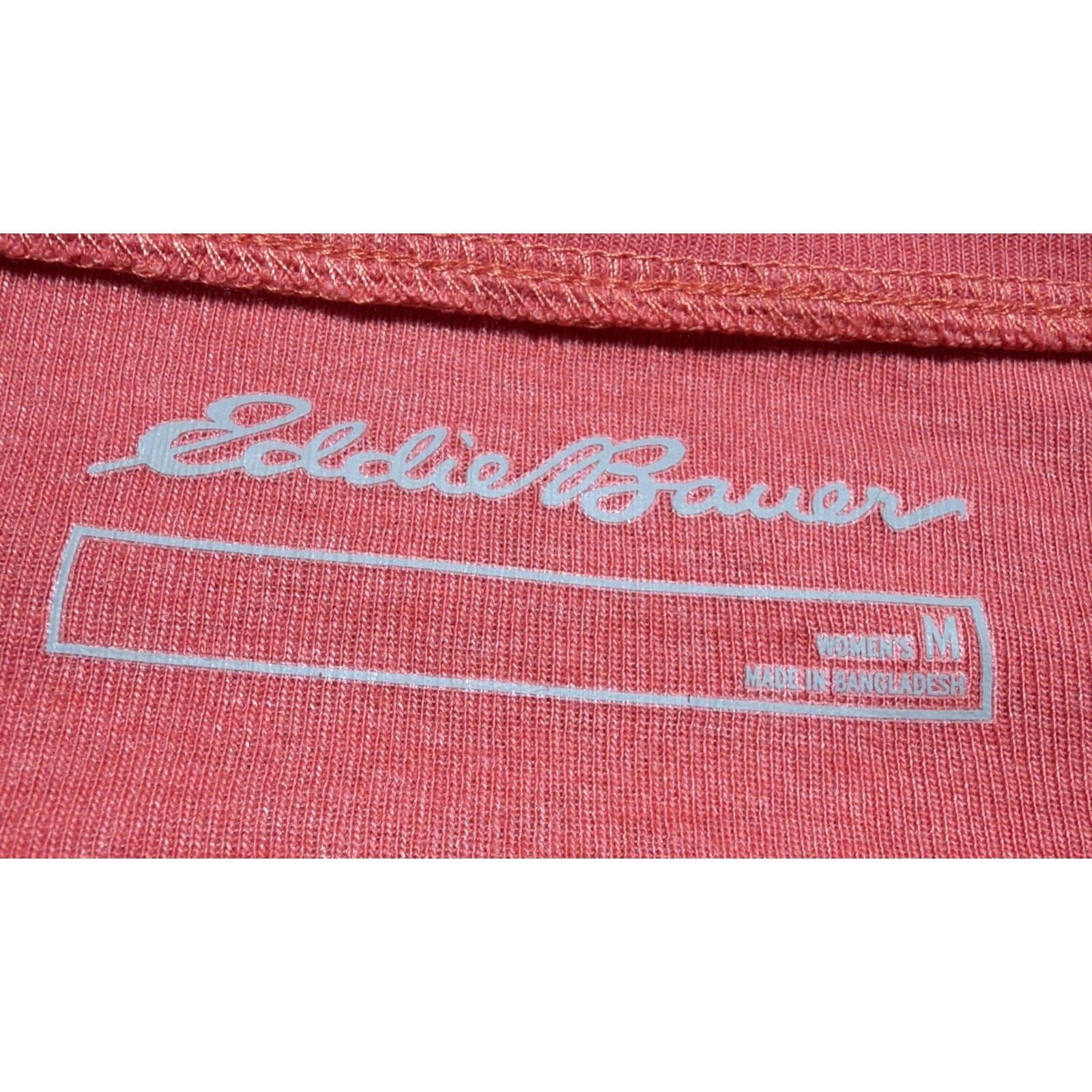 Eddie Bauer Top Womens Size M Coral Knit Cotton V-Neck Long Sleeve Pullover