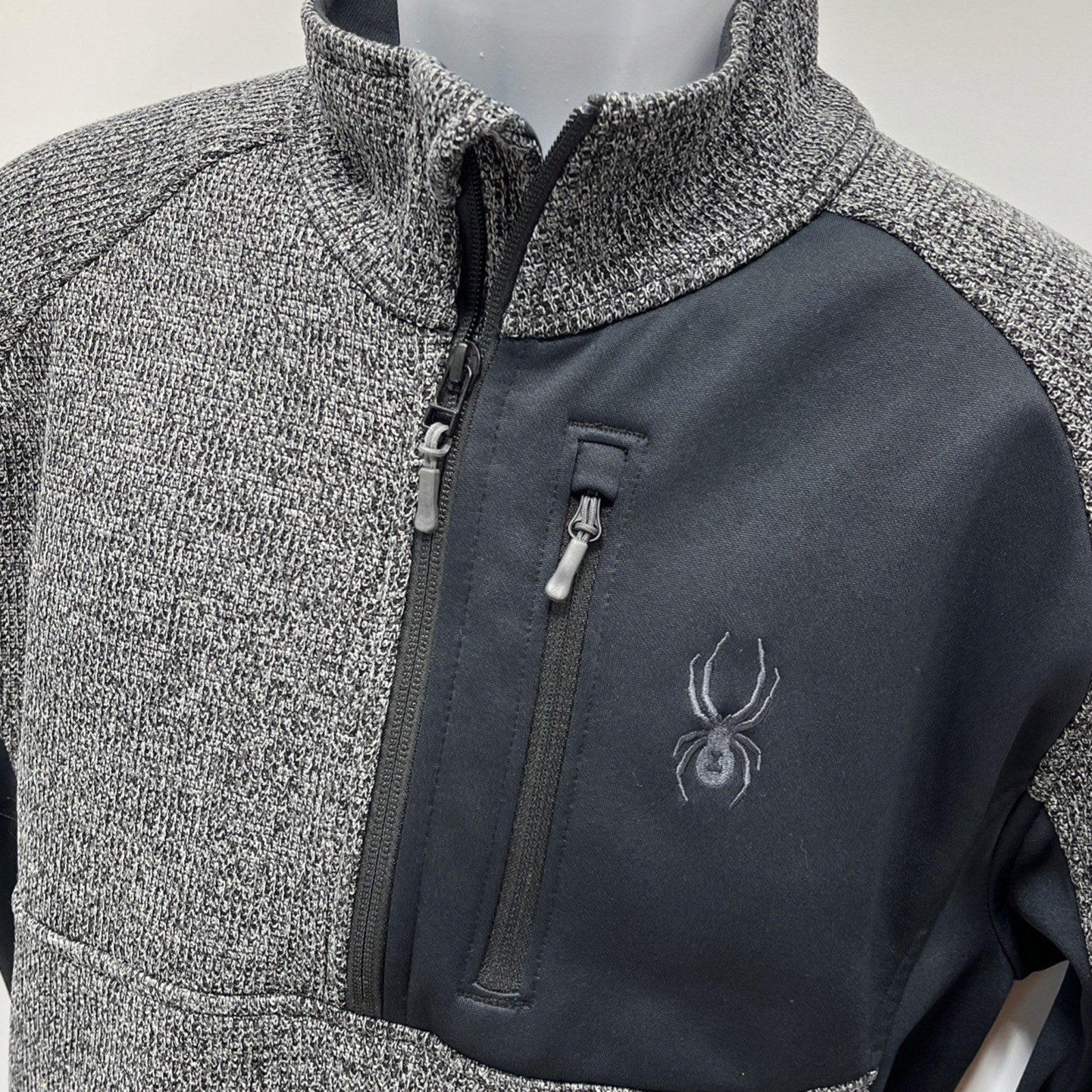 Spyder Men's Gray Half Zip Sweater Gait Knit Pullover Jacket large EUC