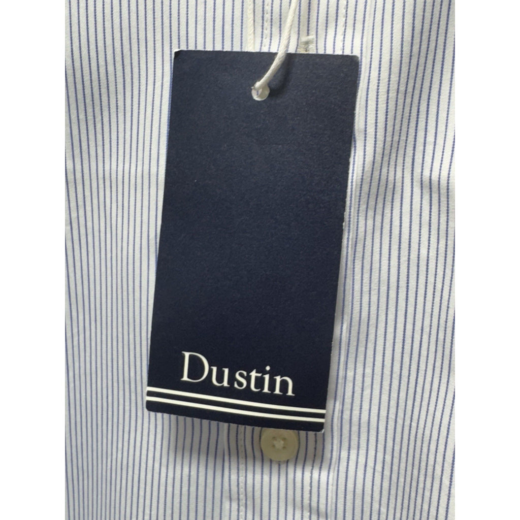 Dustin Mens Dress Shirt Blue Stripe Button Front Long Sleeve Cotton Blend NWT 17