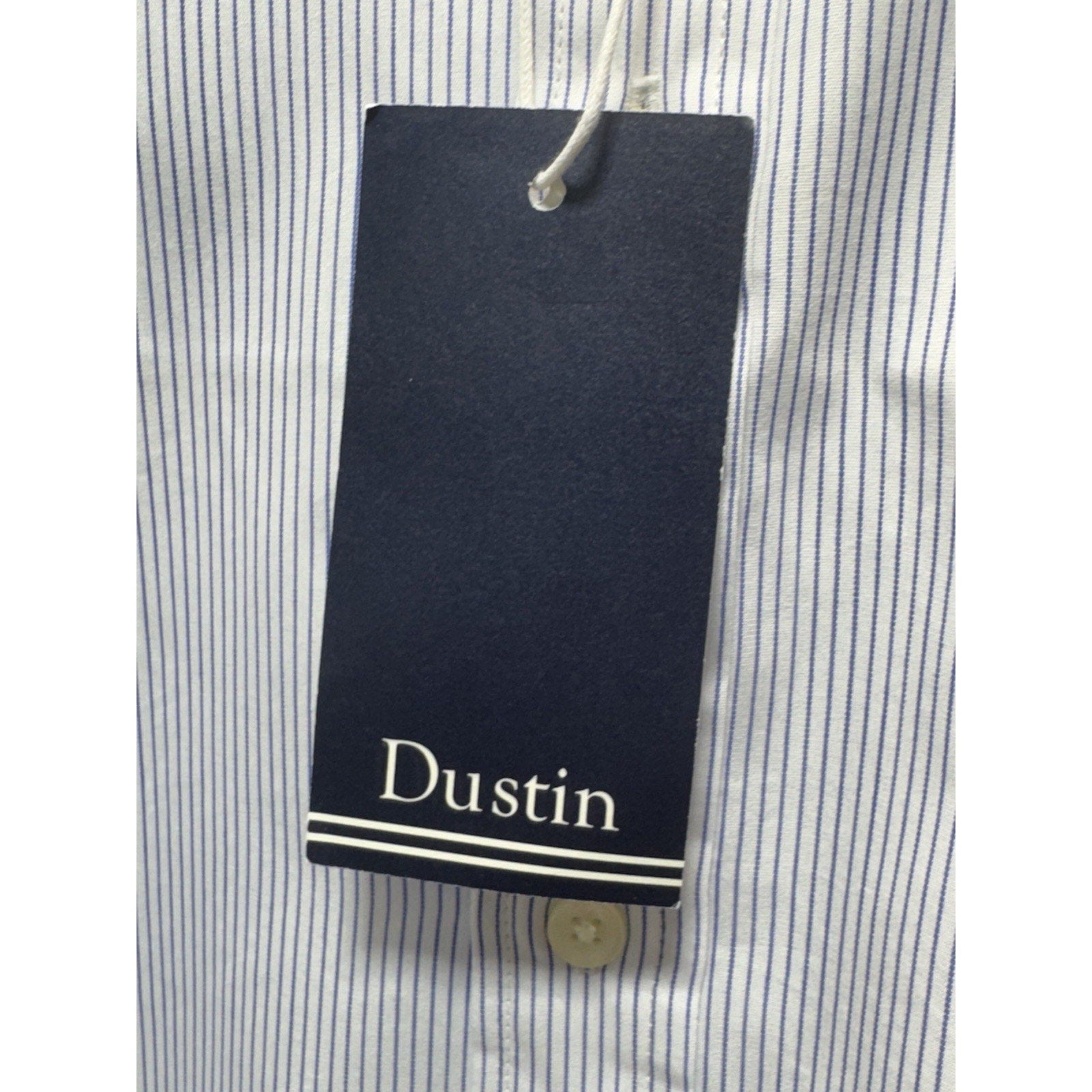 Dustin Mens Dress Shirt Blue Stripe Button Front Long Sleeve Cotton Blend NWT 17