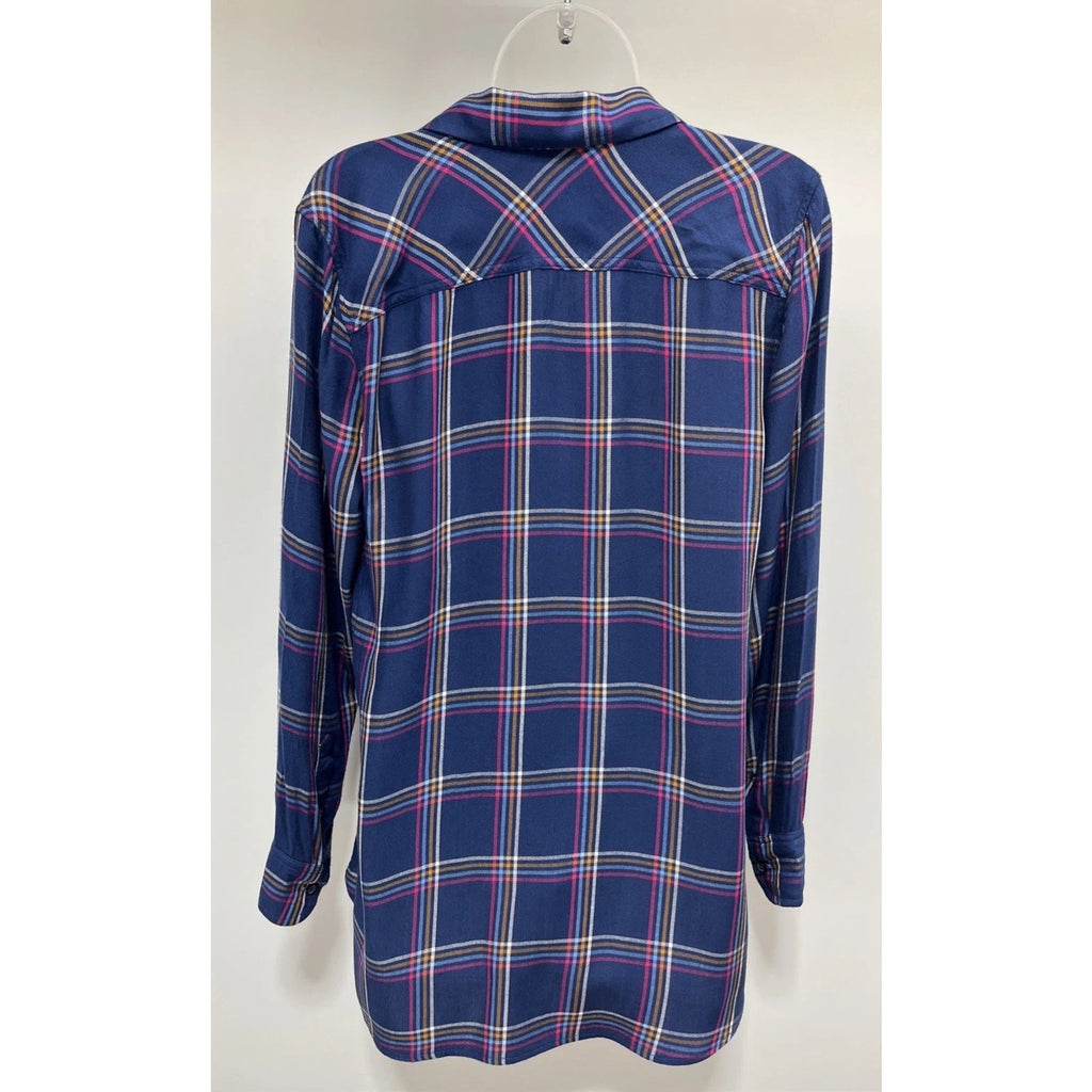 Talbots Buckingham Plaid Perfect Shirt Women's LS Longer Length Button-Down M