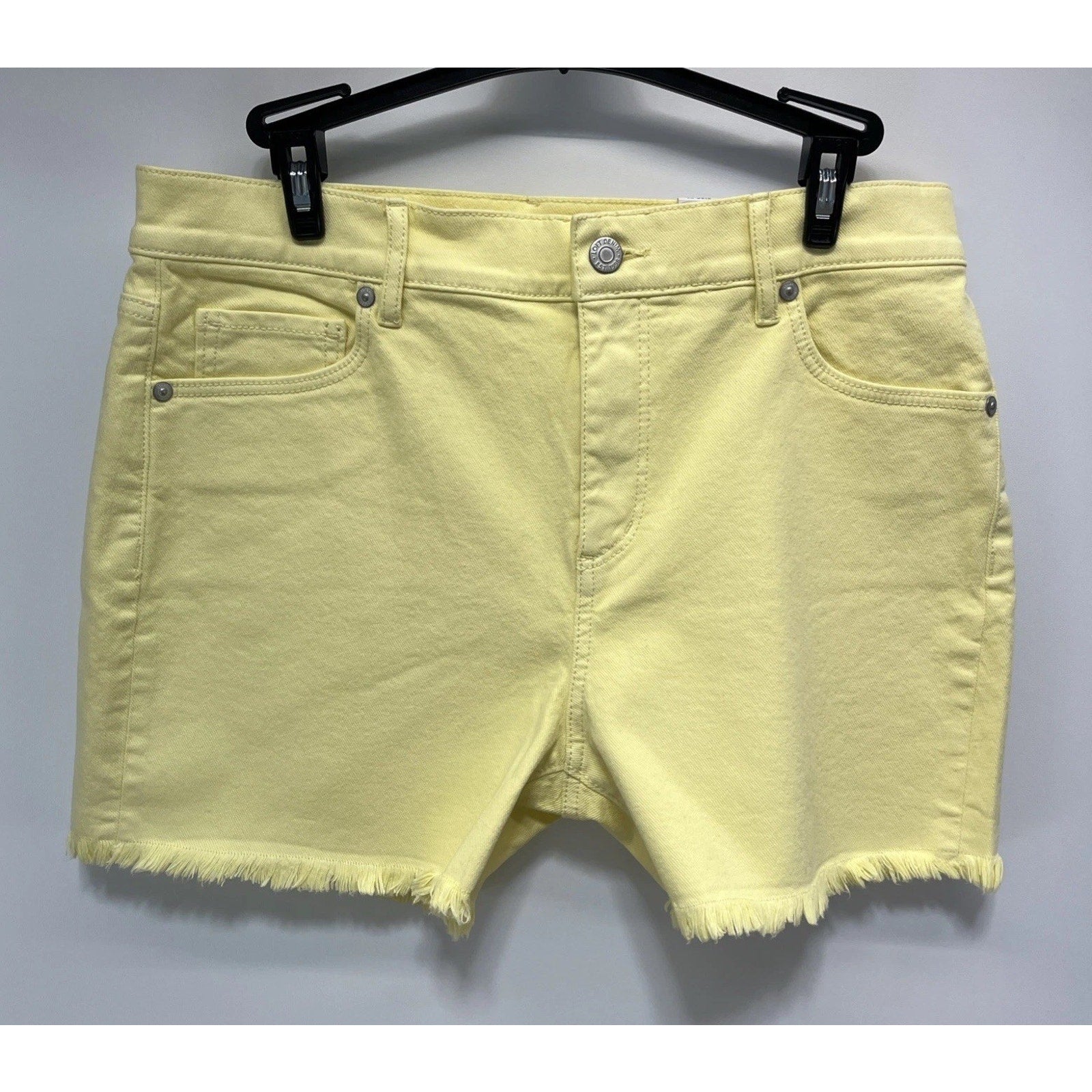 LOFT The Cut Off Short Yellow Denim High Rise 4" Inseam Cotton Stretch NWT Sz 27