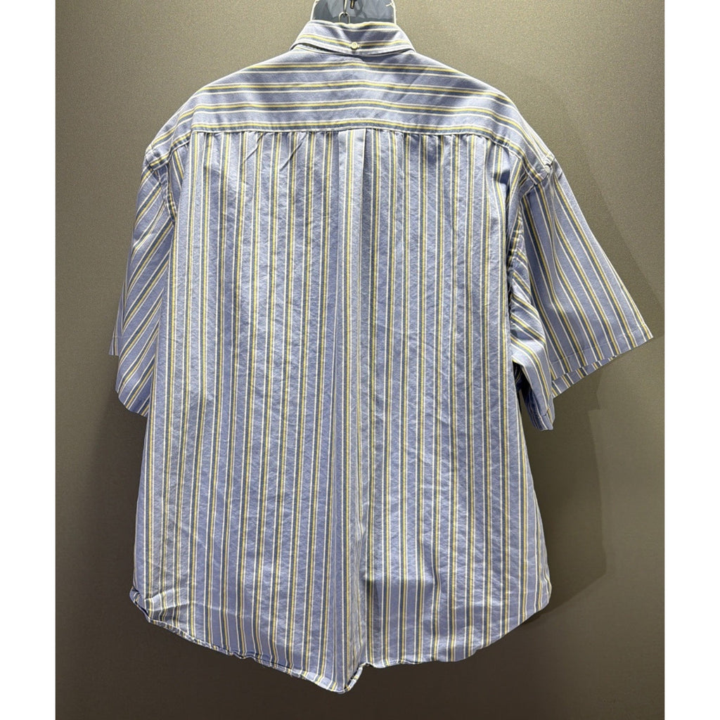 Ralph Lauren Short Sleeve Button Collar Oxford Shirt Blue Stripe Mens Big 4XB
