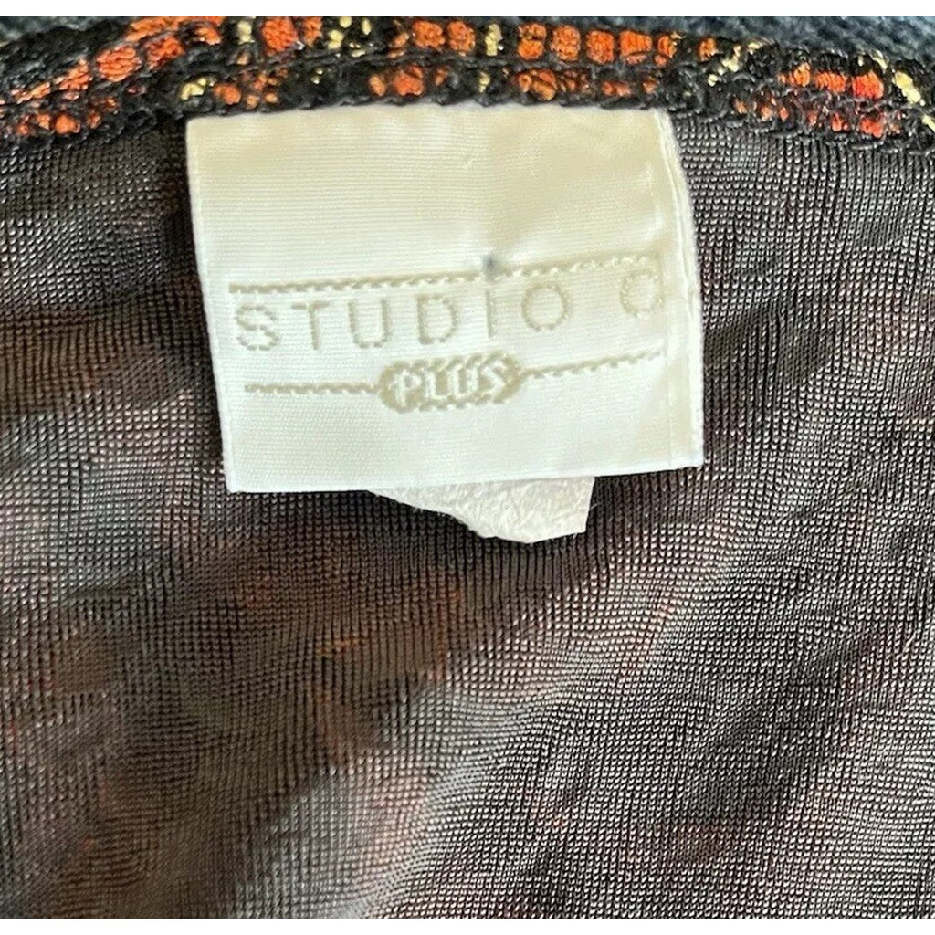 Studio C Plus Blouse Women's 22W Plus Sleeveless Red Black White Pullover Light