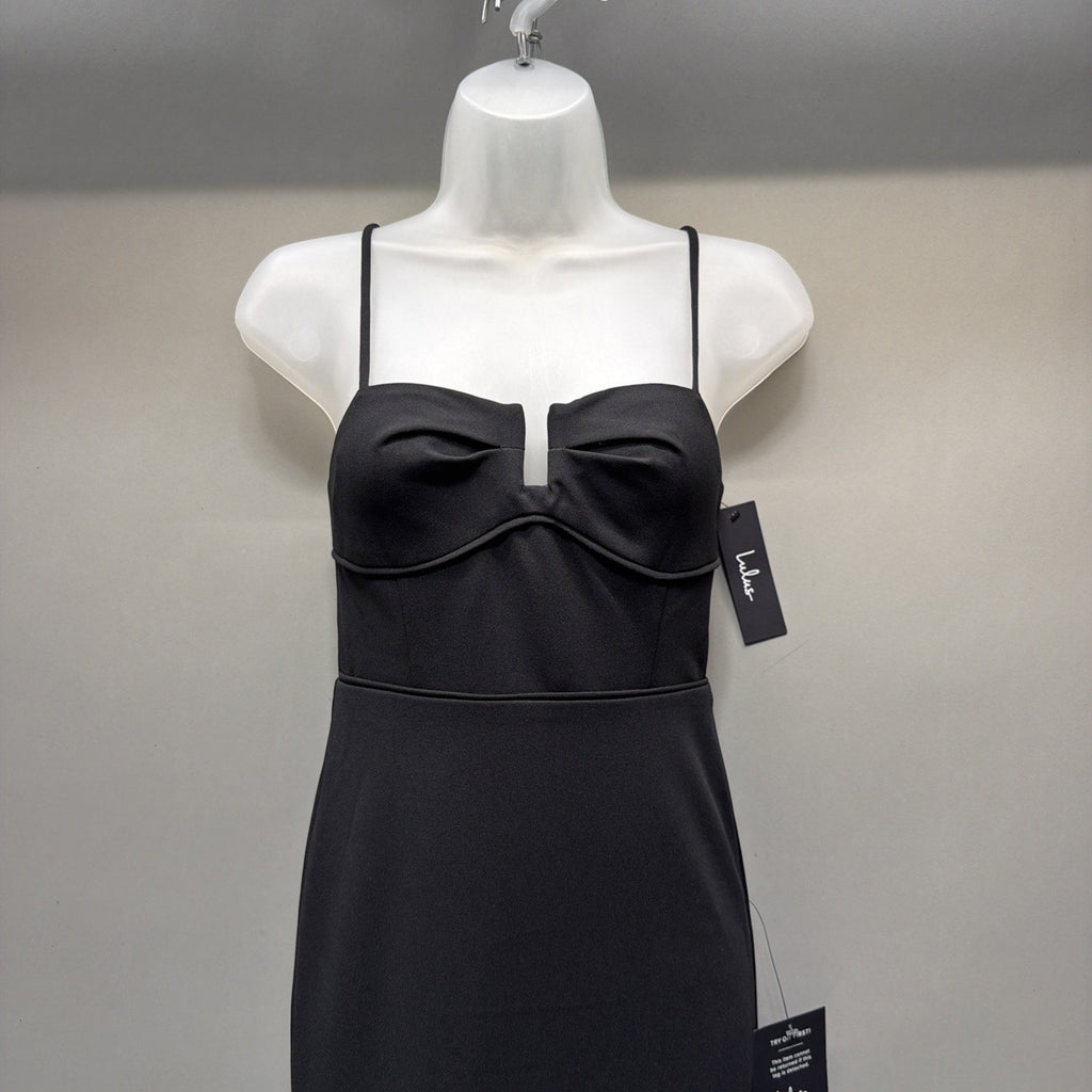 Lulus Romantic Existence Black Column Maxi Dress Size XS New