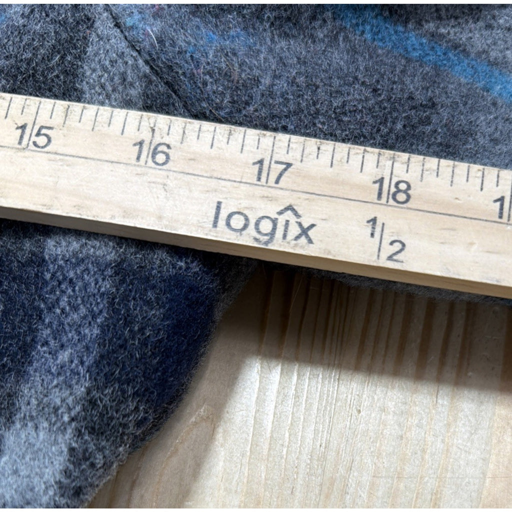 American Eagle Coat Women's Small Gray Blue Plaid Wool Blend Pea Jacket