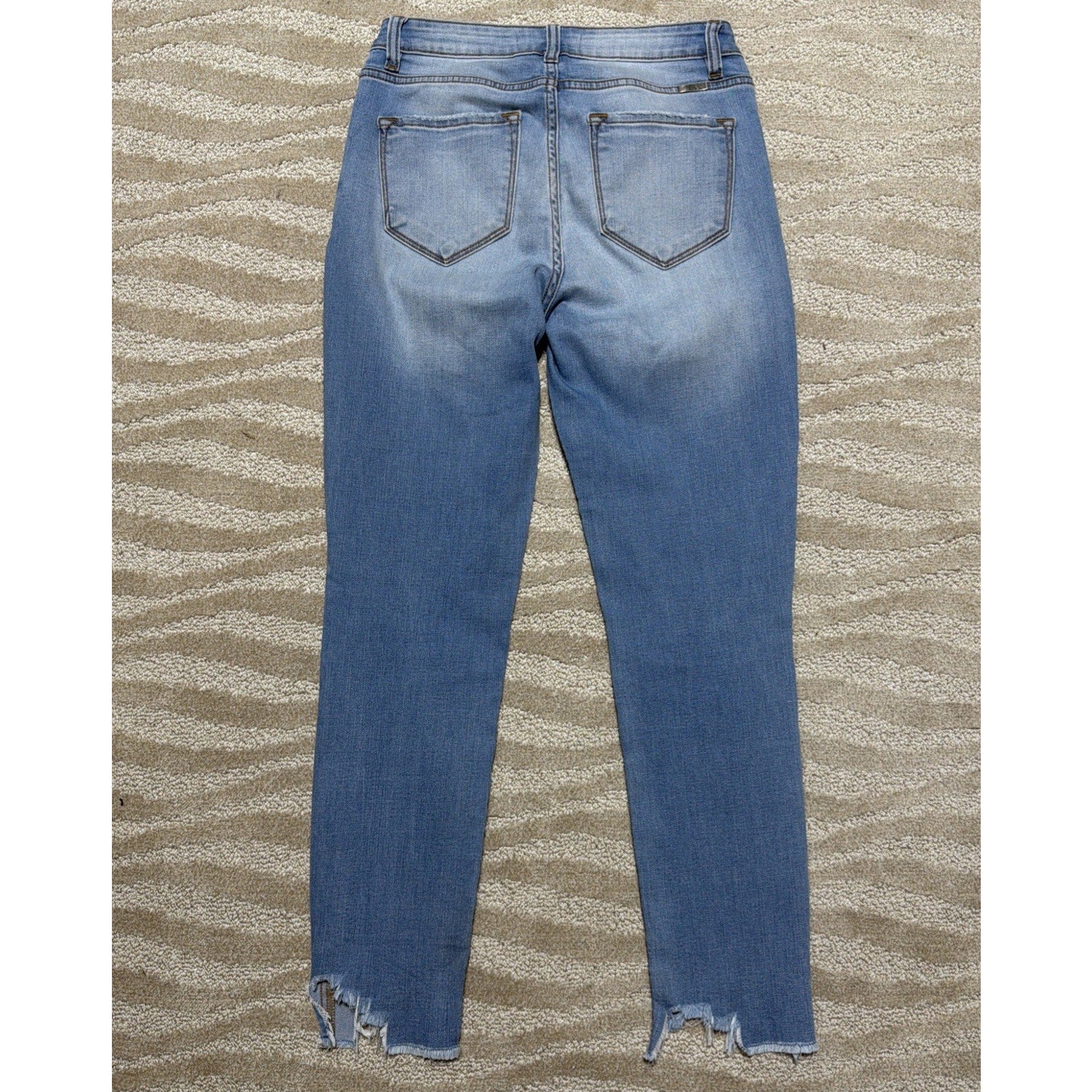 KanCan Jeans Women 7/27 Blue Skinny High Rise Denim Distressed Button Fly