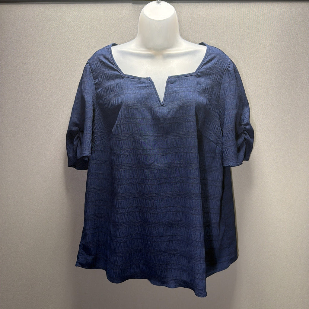 Bloomchic Women Gathered Sleeve Split Neck Blouse Size 12 NWOT