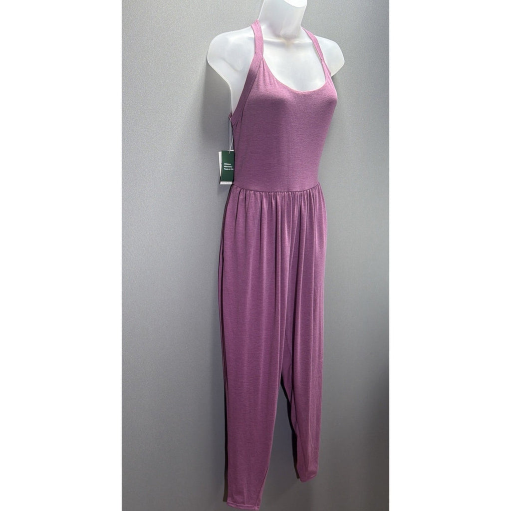 Halara Women’s Small Purple U-Neck Harem Jumpsuit Sleeveless Pockets Solid New