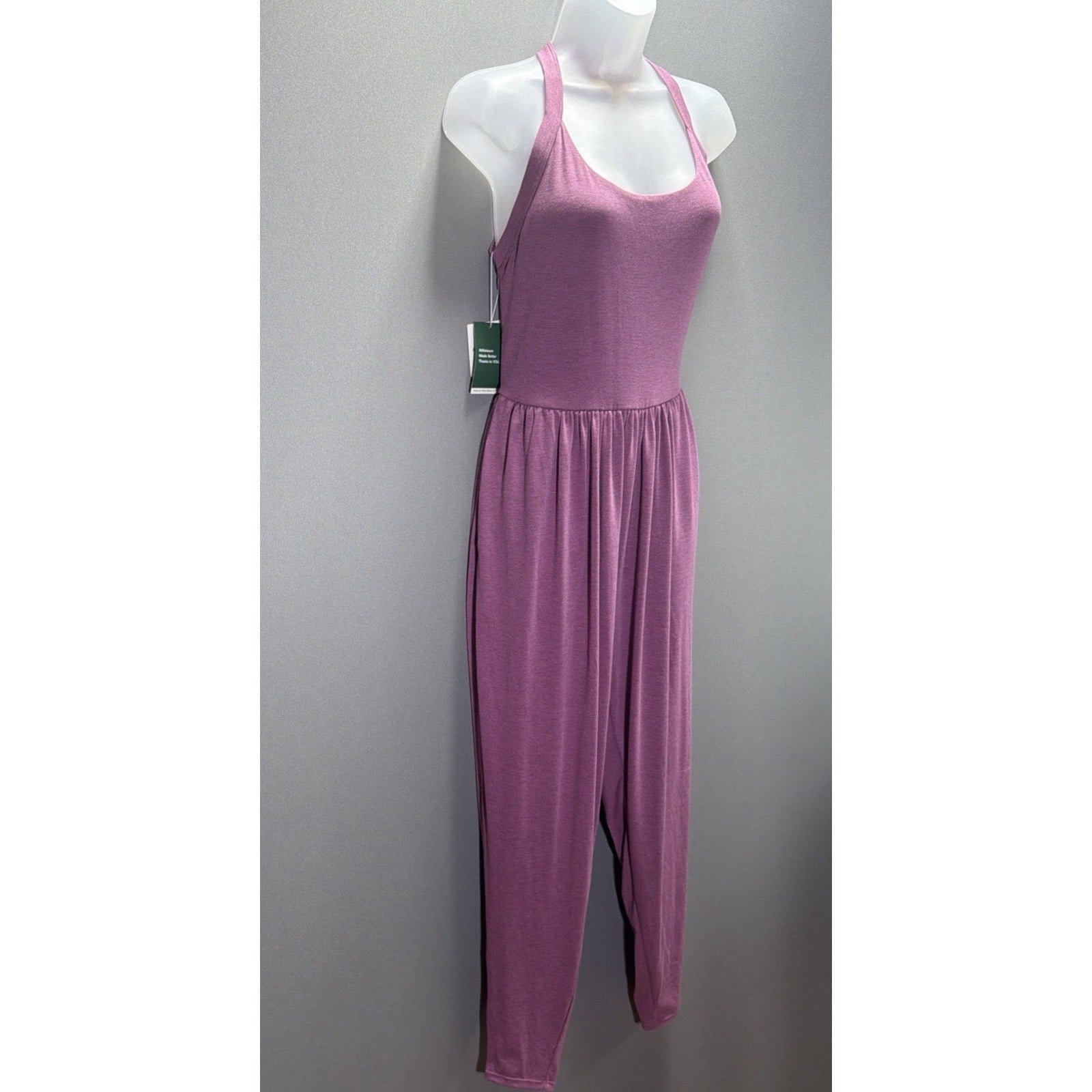 Halara Women’s Small Purple U-Neck Harem Jumpsuit Sleeveless Pockets Solid New