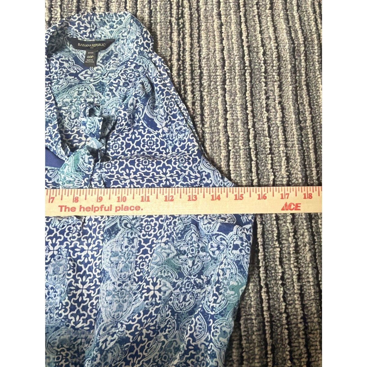Banana Republic Petite Blue White Sleeveless Blouson Dress Neck Tie 00P