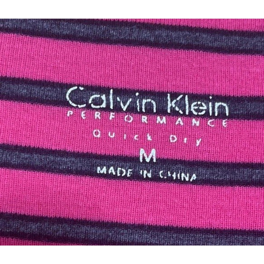 Calvin Klein Performance Women's Quick Dry Pink & Black Striped Top Medium