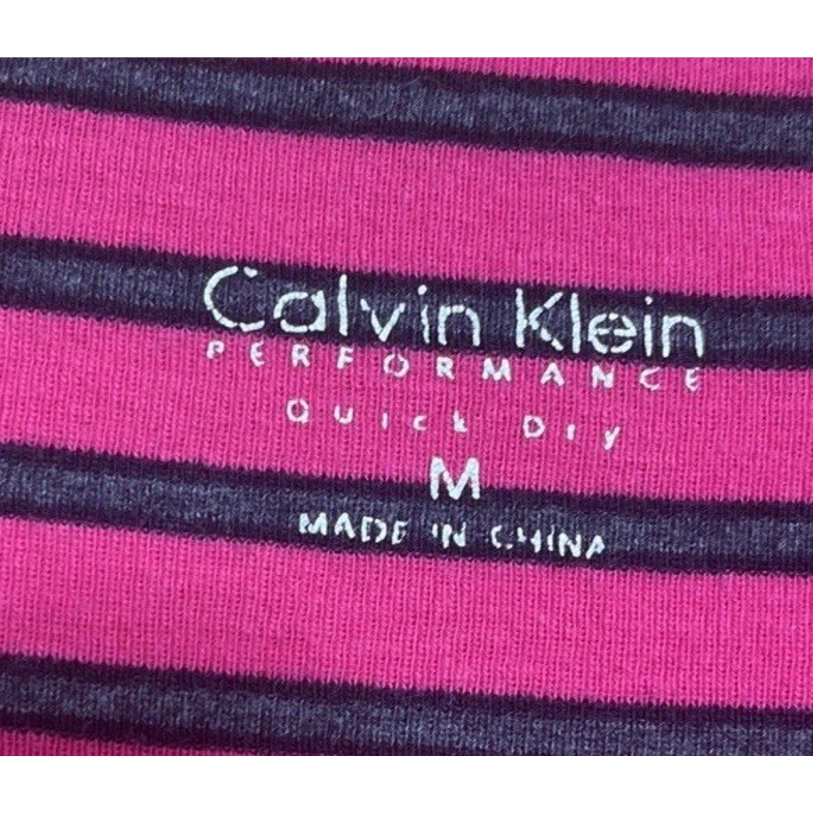 Calvin Klein Performance Women's Quick Dry Pink & Black Striped Top Medium