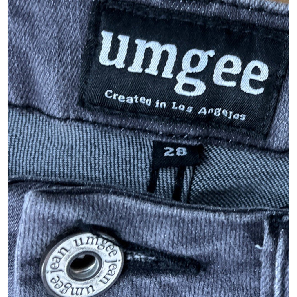 Umgee Cropped Flare Jeans Raw Hem Charcoal Wash Size 28