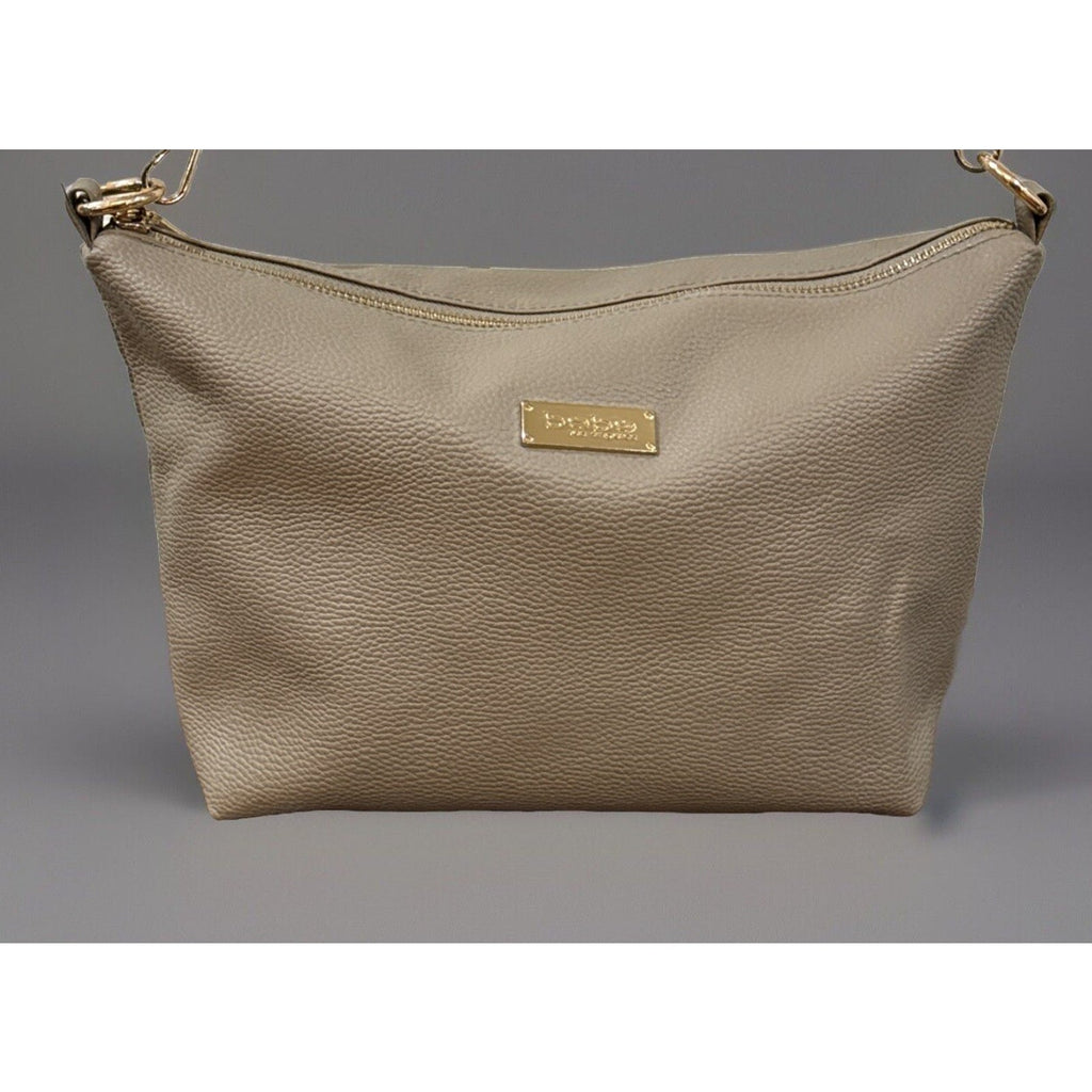 Bebe Crossbody Taupe Vegan Leather Purse Shoulder Bag Simple Zipper Removable