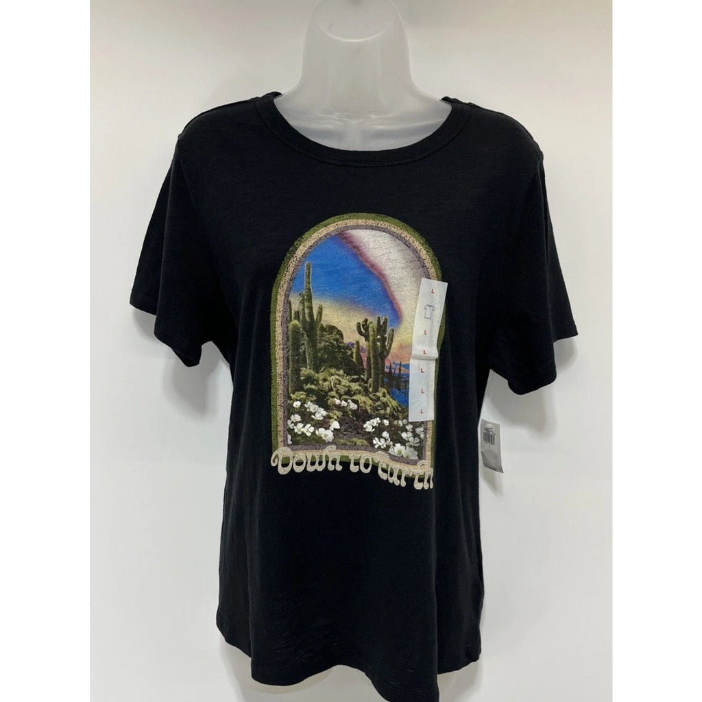 NWT Women's Old Navy Slub Knit Graphic Tee Size L Down To Earth Top