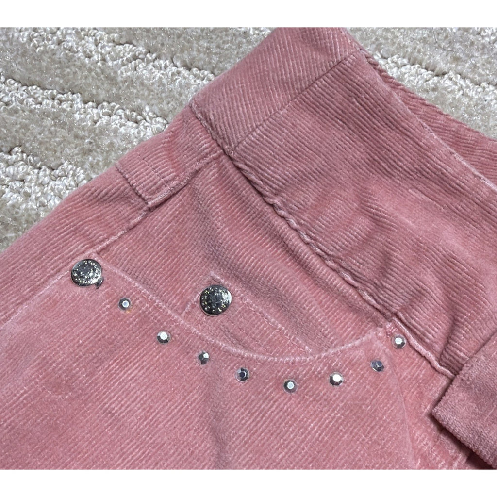 Coast 2 Coast Women Corduroy High Rise Wide Leg Flare Cropped Pants Pink Size 6