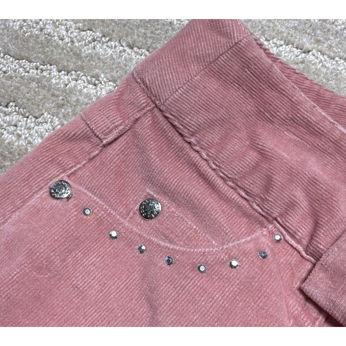 Coast 2 Coast Women Corduroy High Rise Wide Leg Flare Cropped Pants Pink Size 6