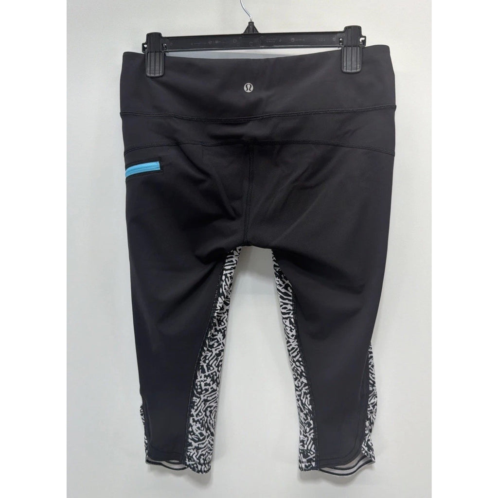 Lululemon Run Top Speed Crop Tight Leggings, Size 4 Animal Print Black White 18”