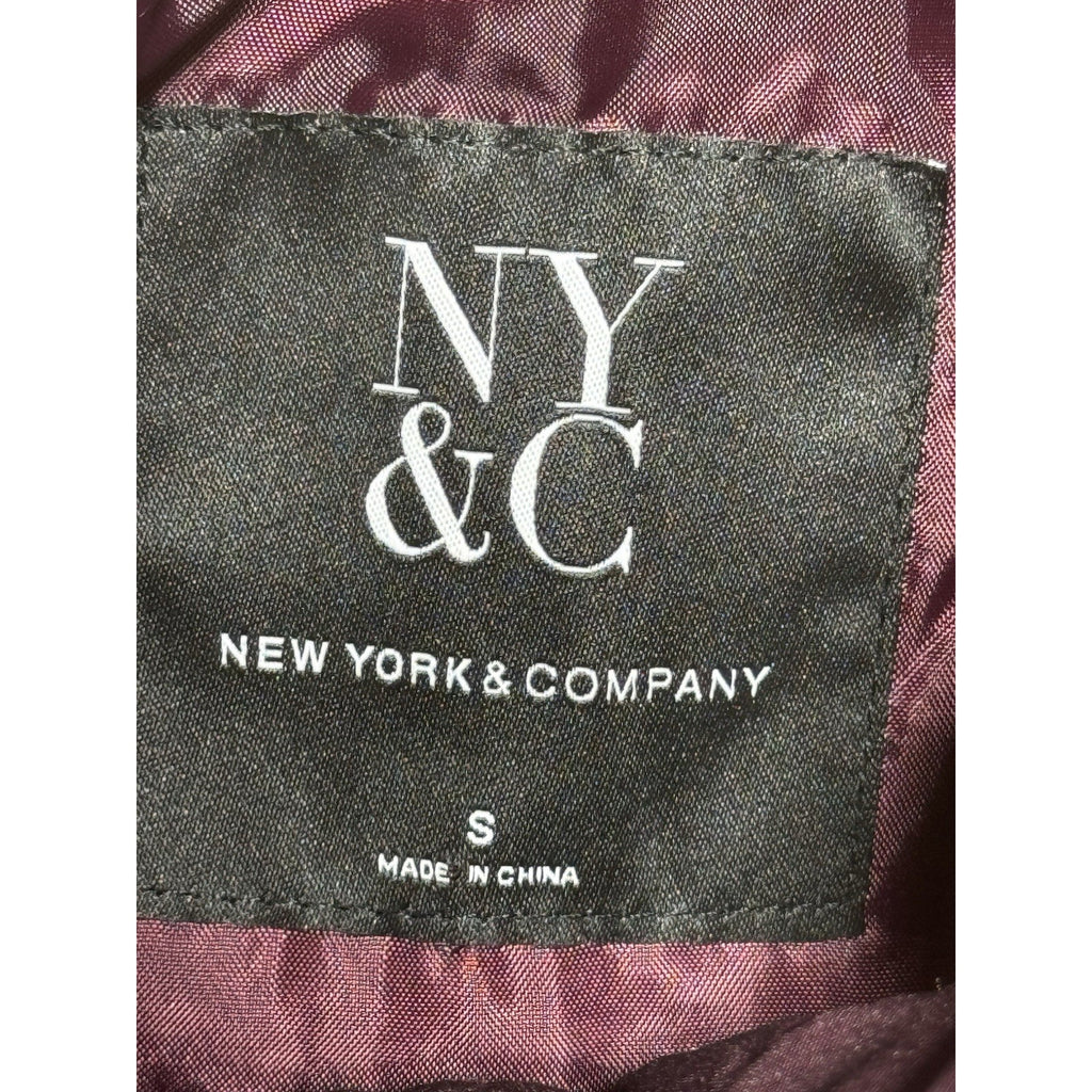 NY & Co New York & Company Quilted Puffer Vest Womens Small Burgundy Zip Pockets