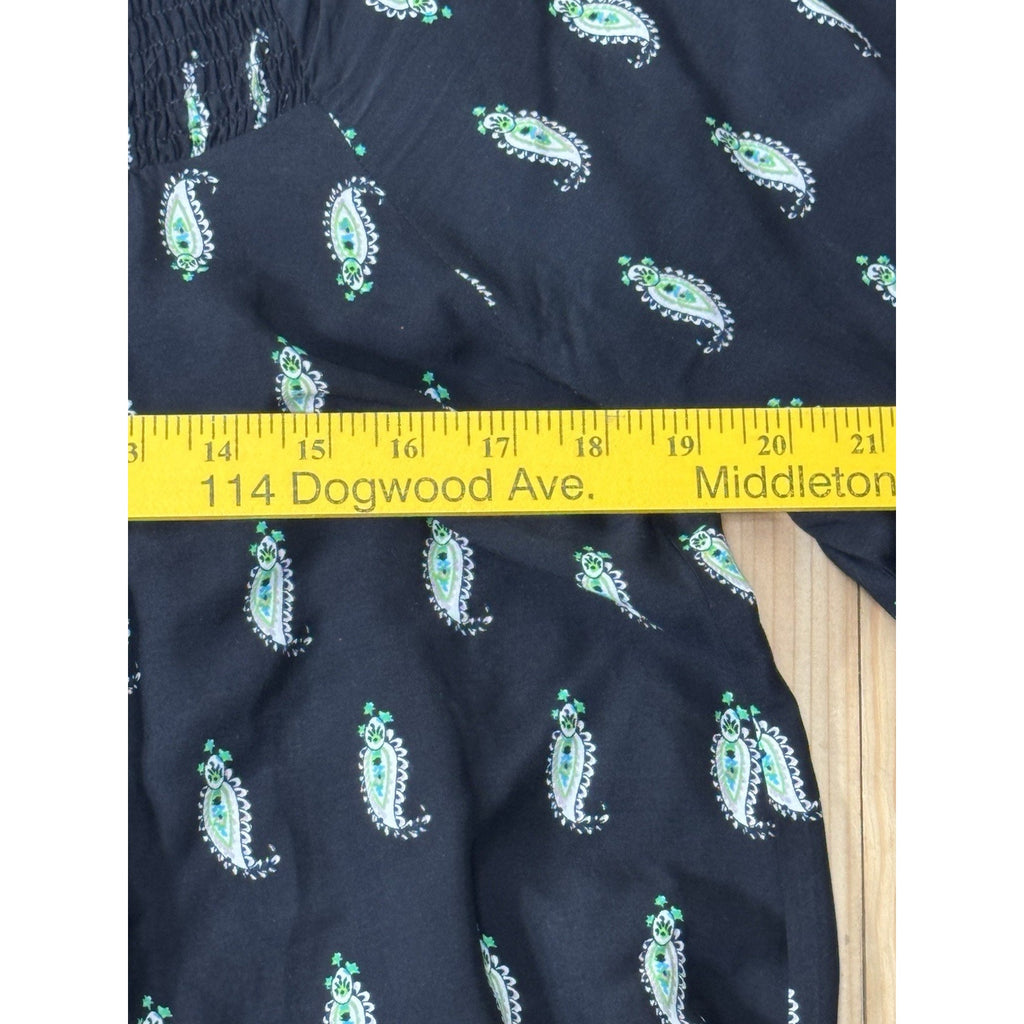 She & Sky Women's BOHO Dress Size Small Long Sleeve Tunic Dress Black Paisley