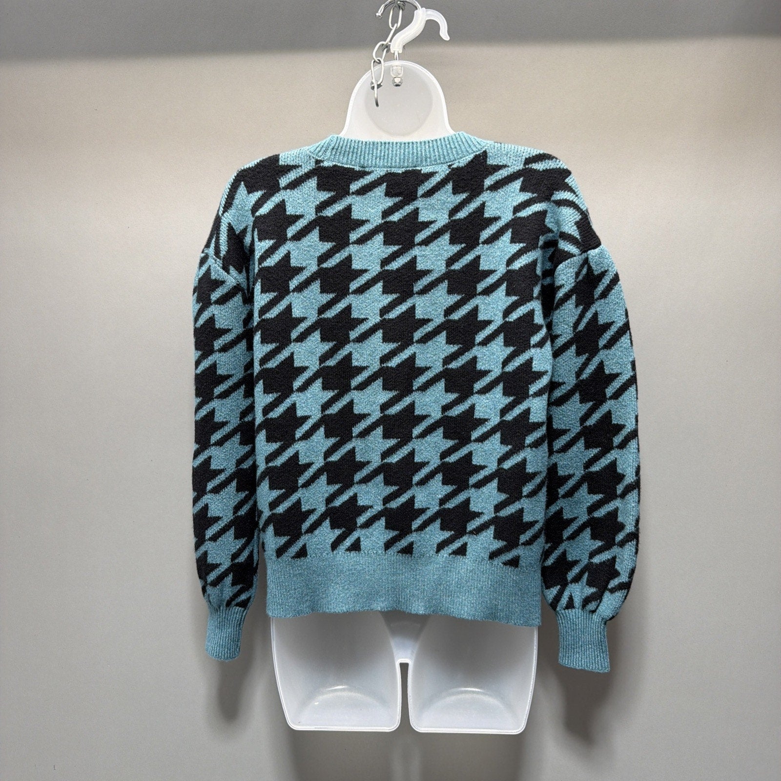 Ann Taylor Loft Women Houndstooth Sweater Size XS Petite Basking Blue