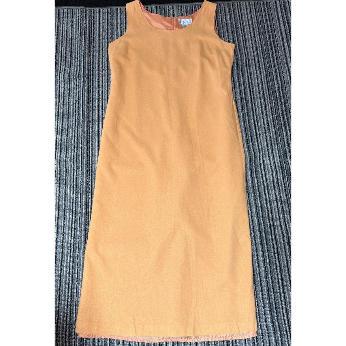 I.S.C. Womens Sleeveless Linen Blend Maxi Shift Dress Medium Peach Vintage