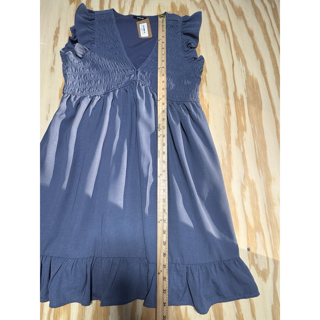 Wishlist BY ANTHROPOLOGIE RUFFLED TIERED Blue Midi Dress New Women’s Size M