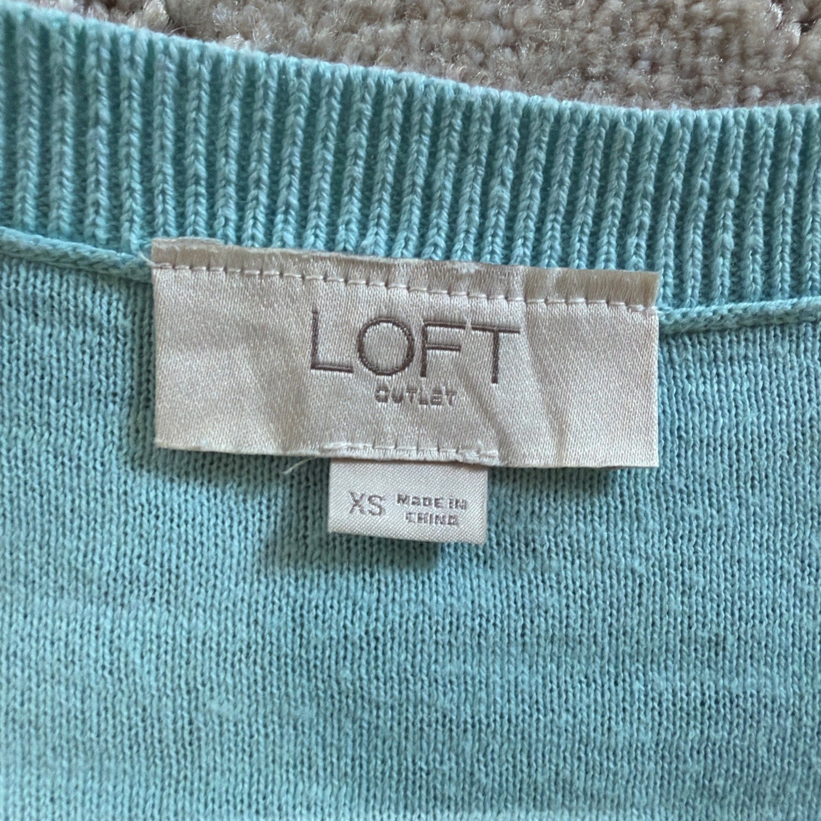 LOFT Aqua Blue Textured Knit Cap-Sleeve Top Size XS