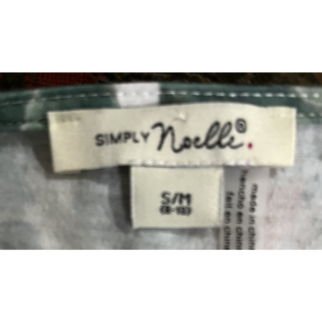 Simply Noelle Tunic Top Size Small Colorful Green Mauve V- Neck 3/4 Sleeve