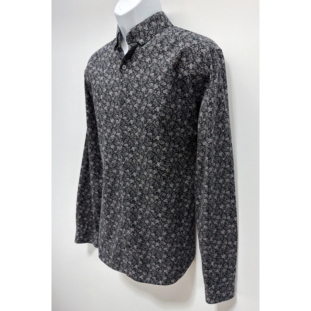 Express Shirt Mens Sz Large Black Fitted Floral Long Sleeve Button Up Casual