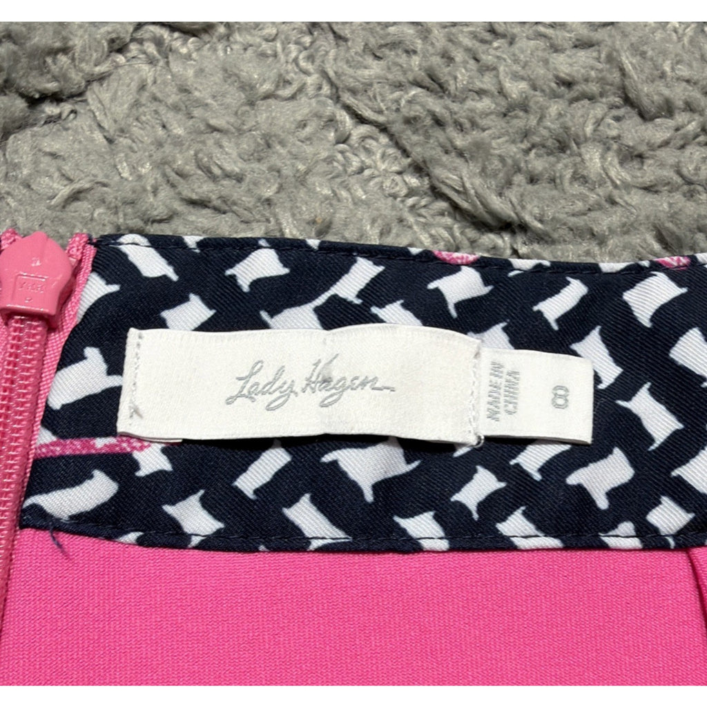 Lady Hagen Womens Skort Sz 8 Blue Pink Golf Club Print