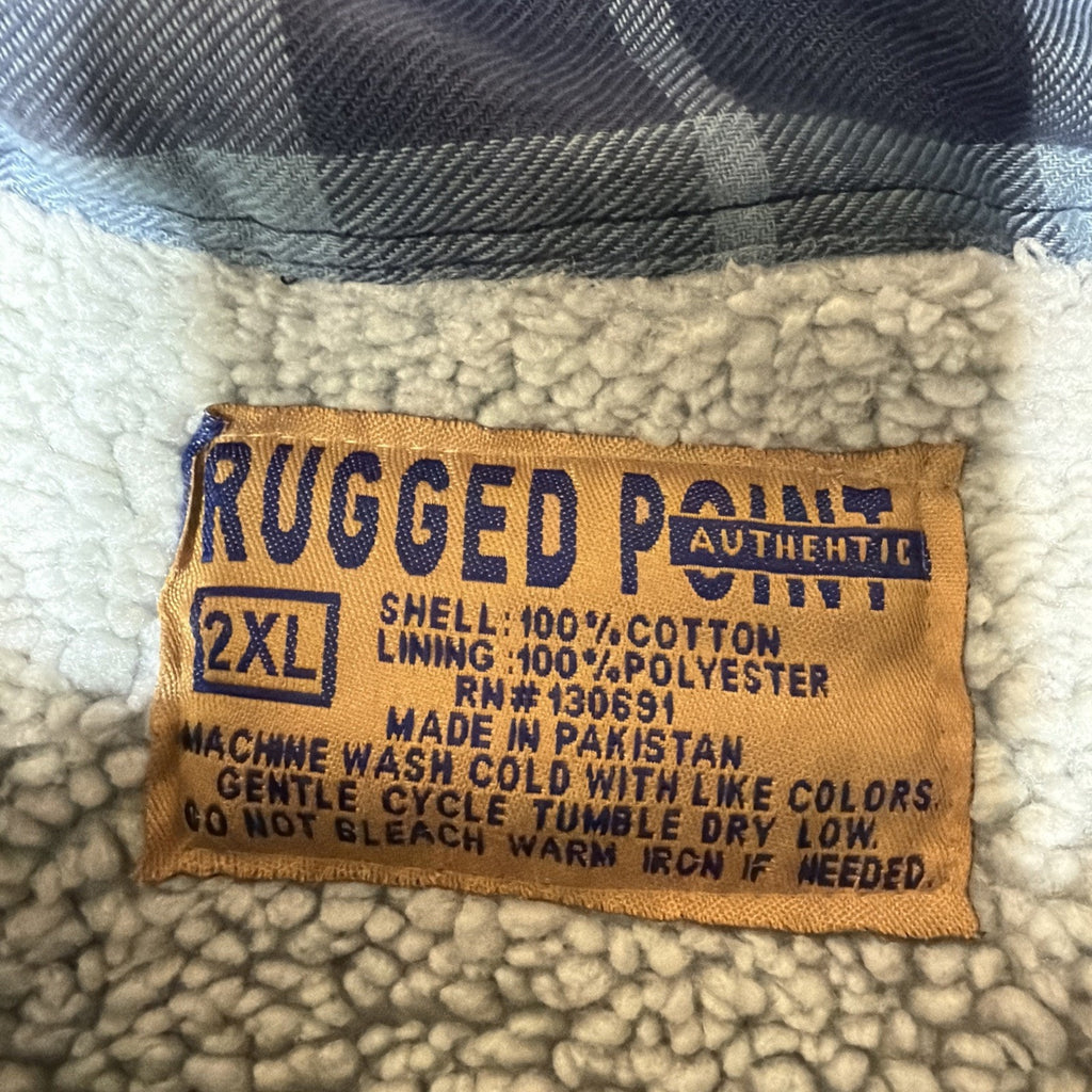 Mens Rugged Point Authentic Plaid Fleece Sherpa Full Zip Shacket 2XL NWT
