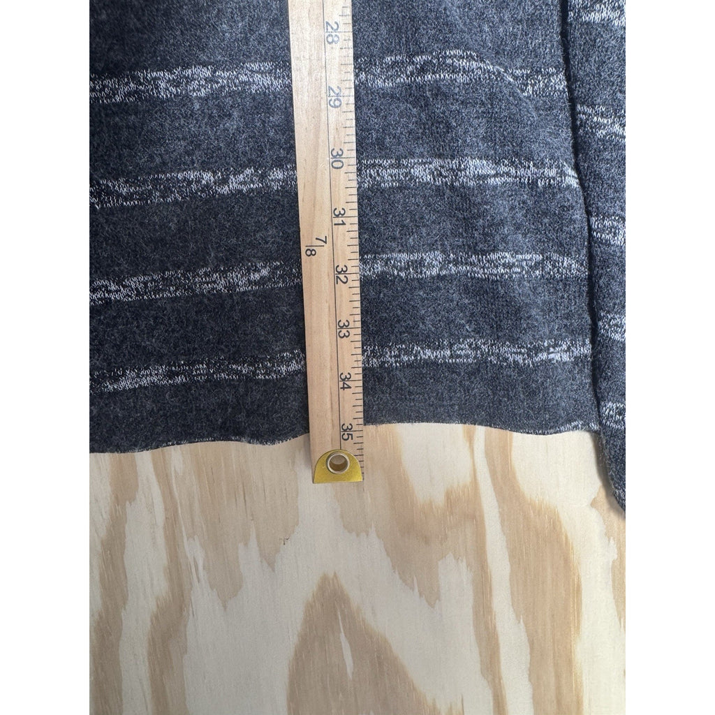 Dina Be Gray Striped Sharkbite Hem Tunic Sweater Dress Women’s Large Long Sleeve
