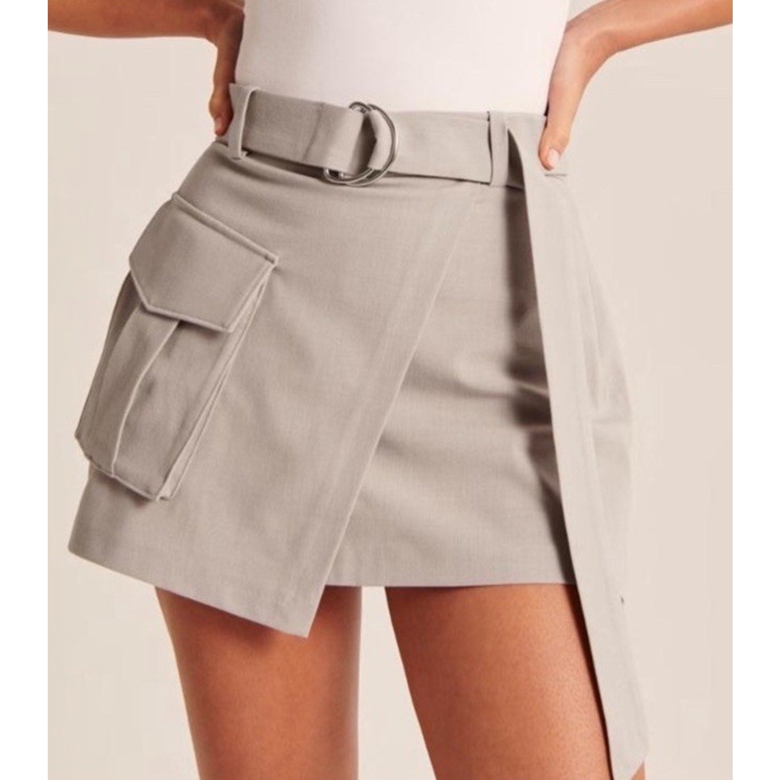 Abercrombie & Fitch XL Wrap Front Taupe Utility Skort Party Streetwear Academia