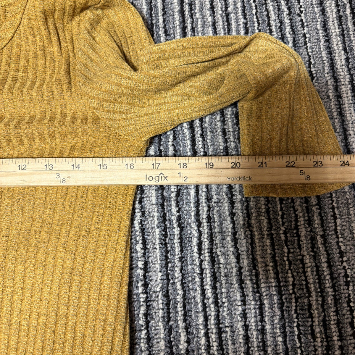 Pinc Womens Tan Round Neck 3/4 Sleeve Ribbed Knit Mini Dress M Stretch USA