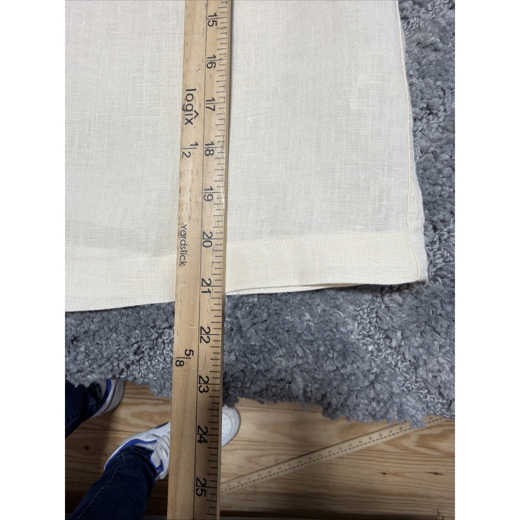 Rachel Zoe 100% Linen Long Sleeve Button Down Shirt Large Ivory Beachy Classic L