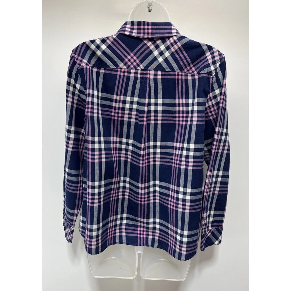 Talbots Petite Womens Shirt Size L Petite Plaid Button Up Classic Long Sleeve
