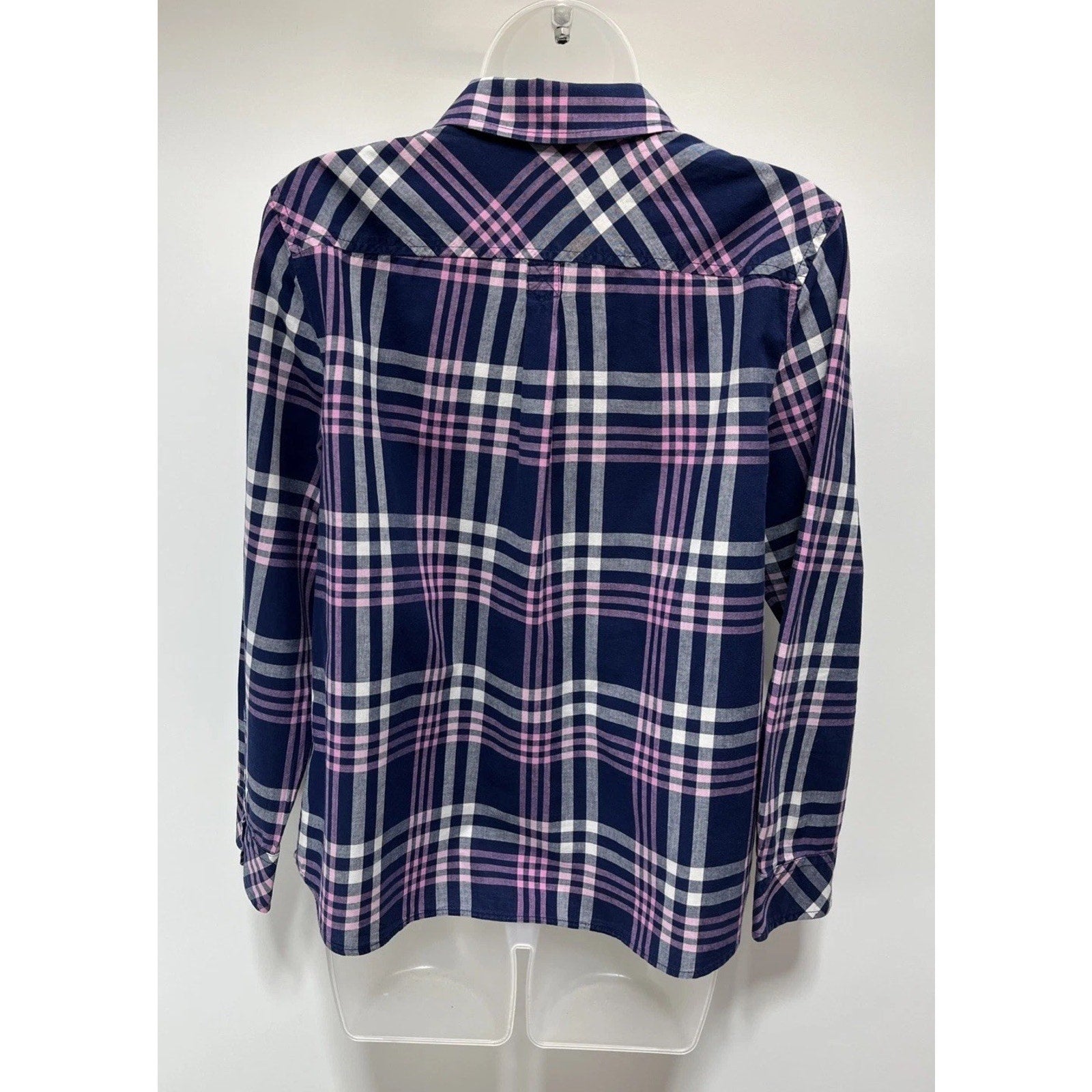 Talbots Petite Womens Shirt Size L Petite Plaid Button Up Classic Long Sleeve