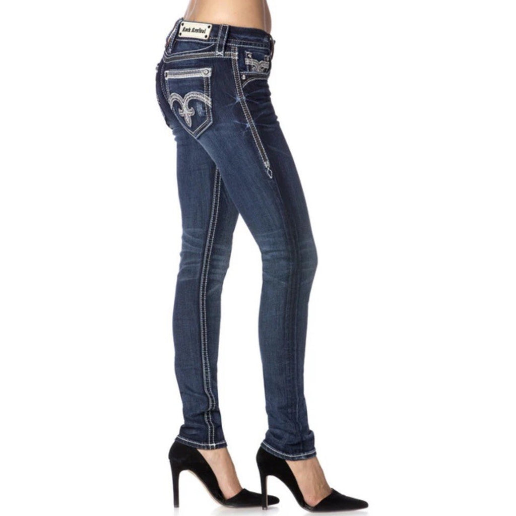 Rock Revival Alanis Skinny Jeans Thick Stitch Embroidered Size 27