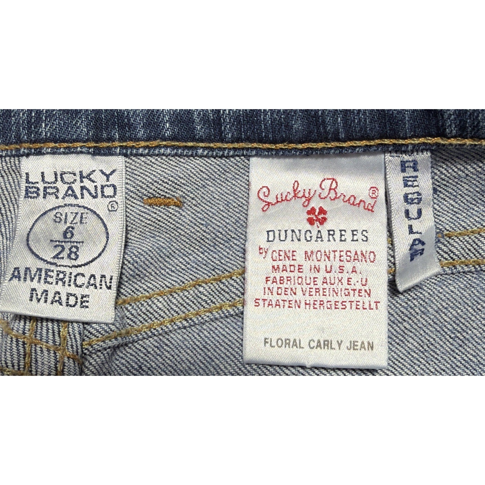 Y2K Lucky Brand Jeans Embroidered Bootcut Flare 6/28 Low Rise Zip Fly Made USA
