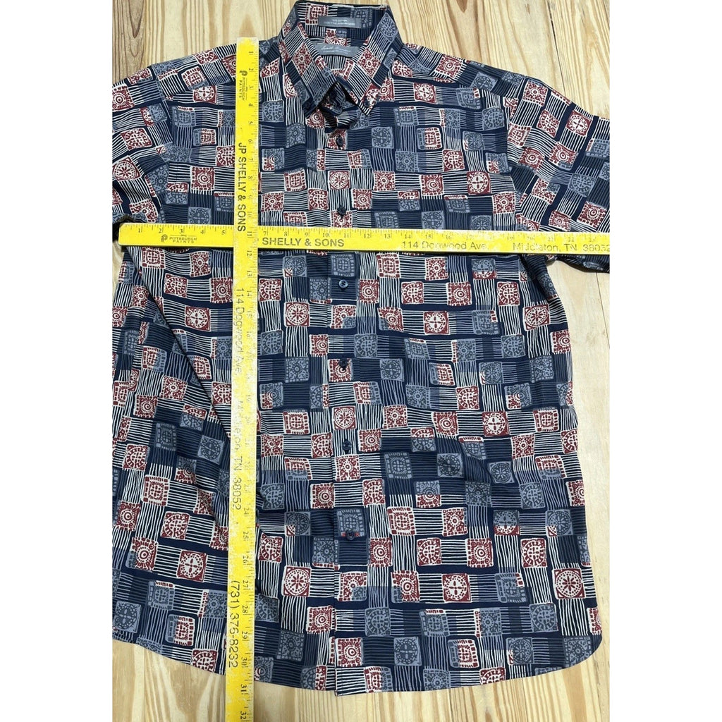 Daniel Cremieux Signature Collection Shirt Men’s M Navy Red Allover Print Cotton